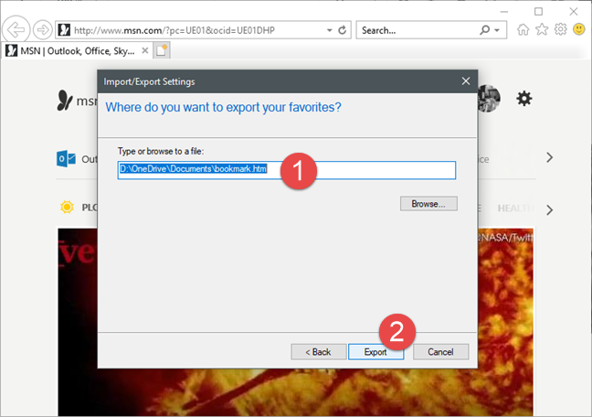 How to import or export bookmarks when using Internet Explorer