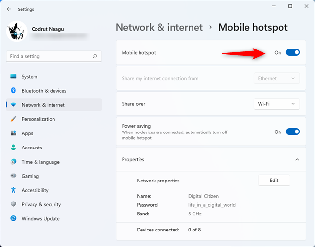 How to make a Windows 11 hotspot