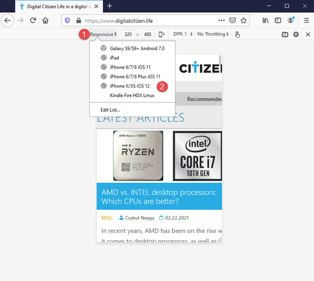 How to use the mobile browser emulator in Chrome, Firefox, Edge, and Opera