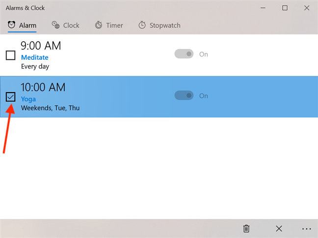 How to use and turn off alarms in Windows 10