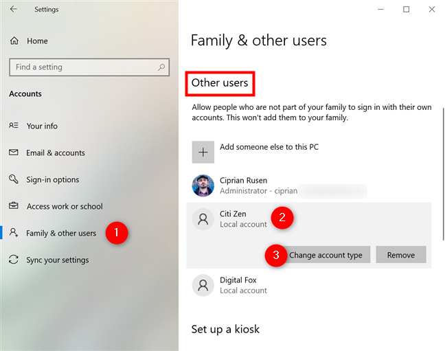 6 ways to change an account to Administrator and back in Windows 10