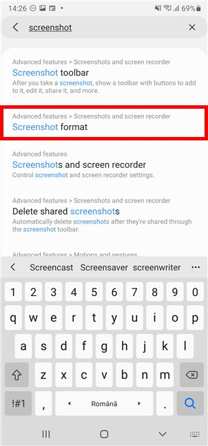 How to change screenshot format on Android - PNG to JPG and back