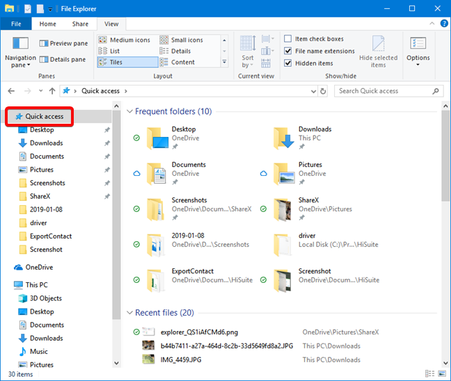 Clear recent files in Windows 10, and stop showing frequent folders