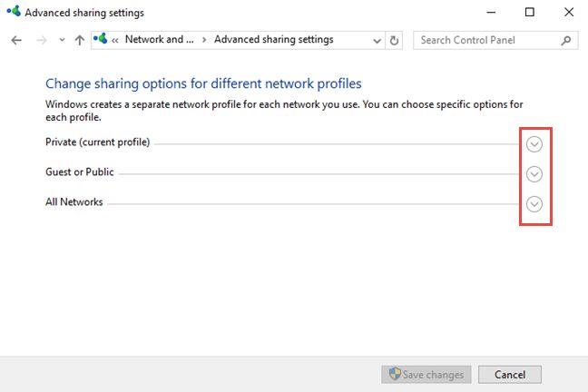 How to customize advanced network sharing settings in Windows