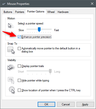 How to configure the mouse settings and sensitivity, in Windows 10