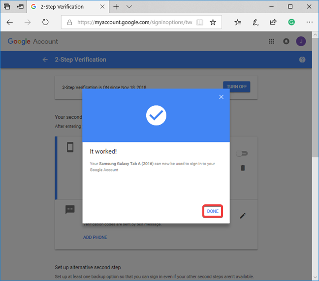 How to enable or disable 2-step verification for your Google account