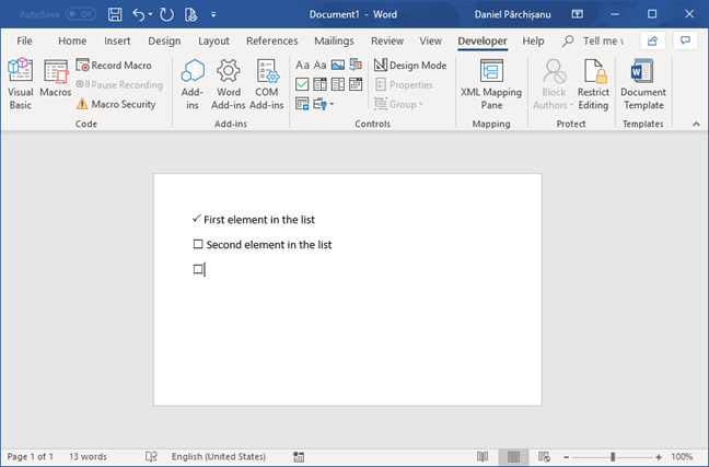 Create checklists with check boxes, and how to edit them, in Microsoft Word