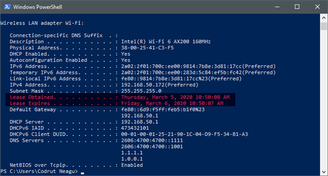 How to change the DHCP lease time in Windows 10