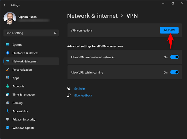 How to add and use a VPN in Windows 11