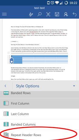 How to insert and edit tables in Microsoft Word for Android