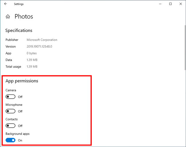 How to set app permissions in Windows 10