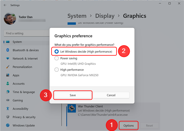 How to choose the default GPU for games or apps in Windows 11