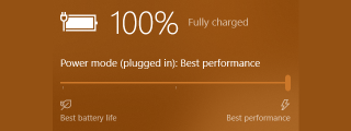 استخدم شريط تمرير الطاقة في Windows 10 لحفظ البطارية أو زيادة الأداء