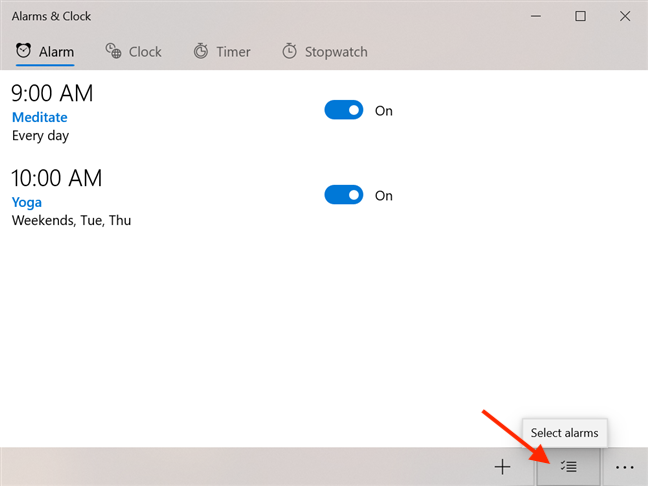 How to use and turn off alarms in Windows 10