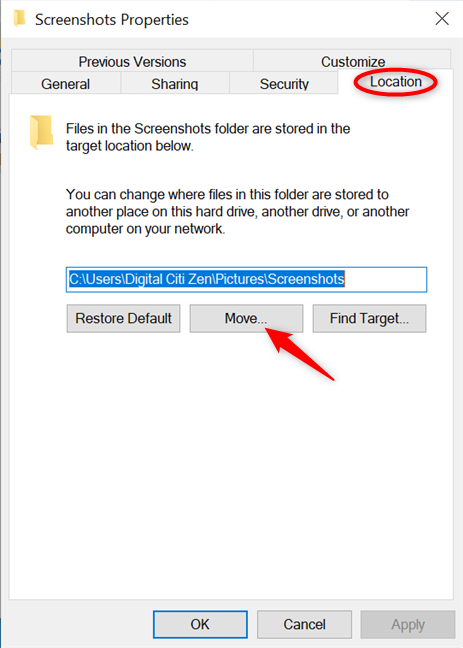 Where are screenshots saved? Change their location in Windows 10