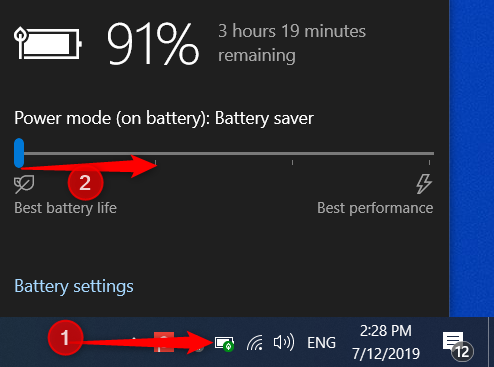 How to turn on and off the battery saver in Windows 10