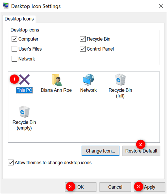 How to restore the desktop icons in Windows 10 and Windows 11