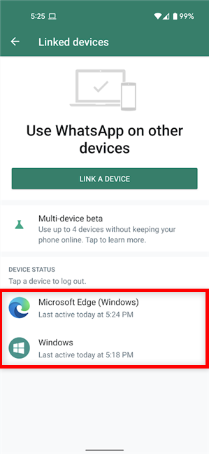 How to log out your devices from WhatsApp