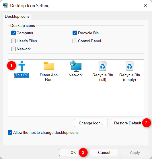 How to restore the desktop icons in Windows 10 and Windows 11