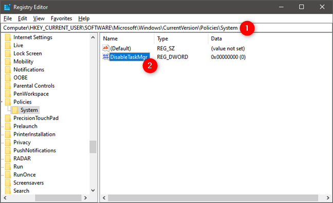 How disable the Task Manager in Windows 10