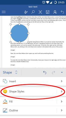 How to add and edit pictures and shapes, in Microsoft Word for Android