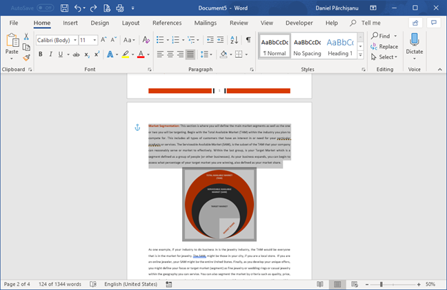 How to change the orientation of one page (or more) in a Word document