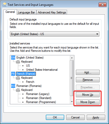 How to change the keyboard input language in Windows 7