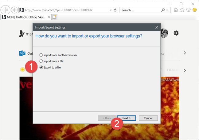 How to import or export bookmarks when using Internet Explorer