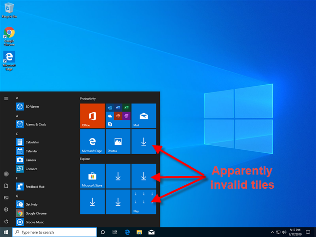 Fix problem: Windows 10 apps are not shown in the Start Menu