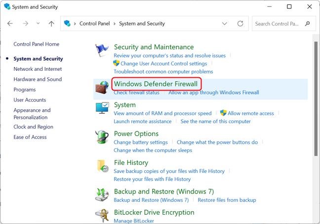 5 ways to open the Windows Defender Firewall