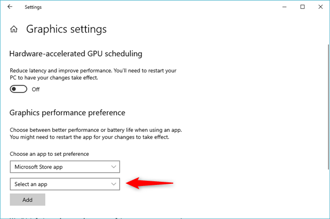 How to choose the default GPU for gaming or apps in Windows 10