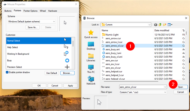 How to use custom mouse cursors in Windows