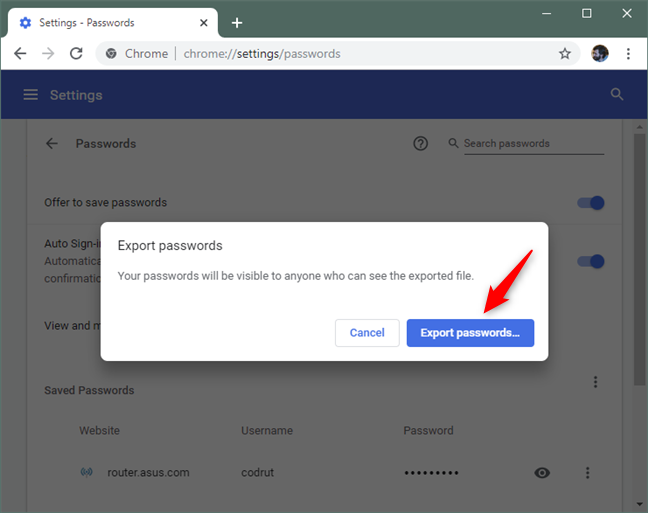 Export passwords from Chrome, Firefox, Opera, Microsoft Edge, and Internet Explorer