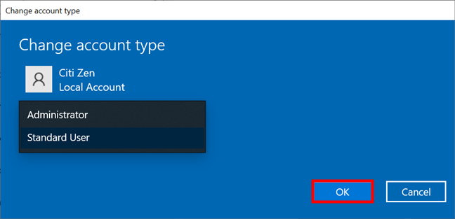 6 ways to change an account to Administrator and back in Windows 10