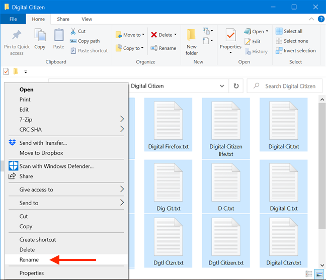 How to rename all files in a folder in Windows 10