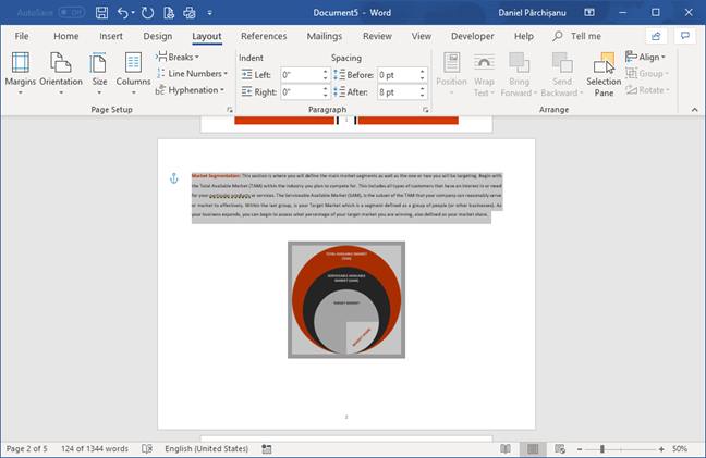 How to change the orientation of one page (or more) in a Word document