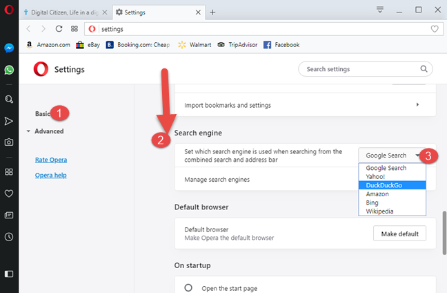 4 ways to change Operas default search engine to Bing, DuckDuckGo, and others