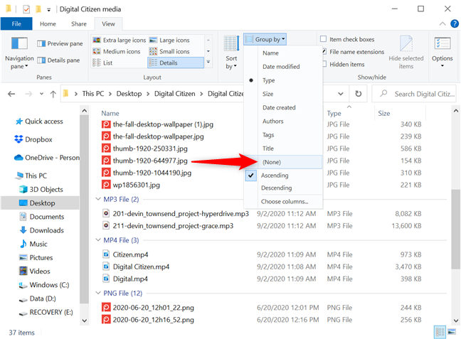 How to sort, group, and filter files & folders in Windows 10s File Explorer