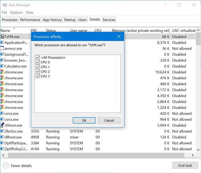 View details about running processes with the Windows 10 Task Manager