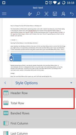 How to insert and edit tables in Microsoft Word for Android