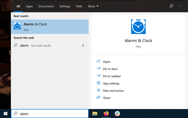 How to use and turn off alarms in Windows 10