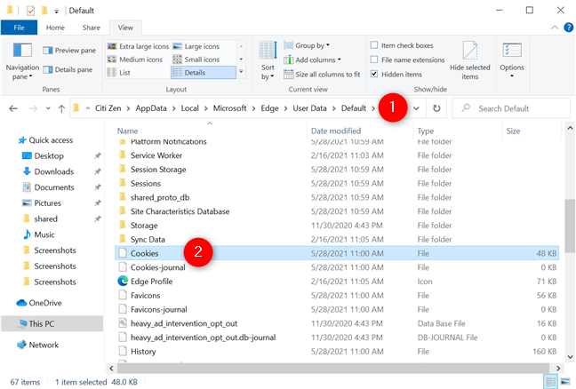 Where are cookies stored in Windows 10 for all major browsers?