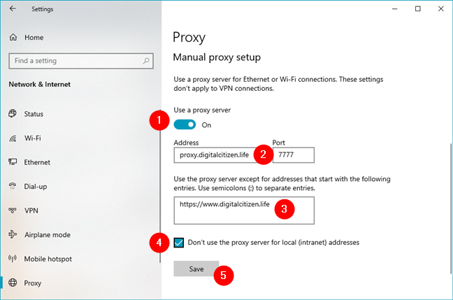 How to configure proxy server settings in Windows 10