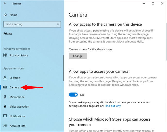 How to set app permissions in Windows 10