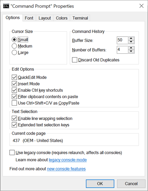 How to customize the Command Prompt (cmd) in Windows 10