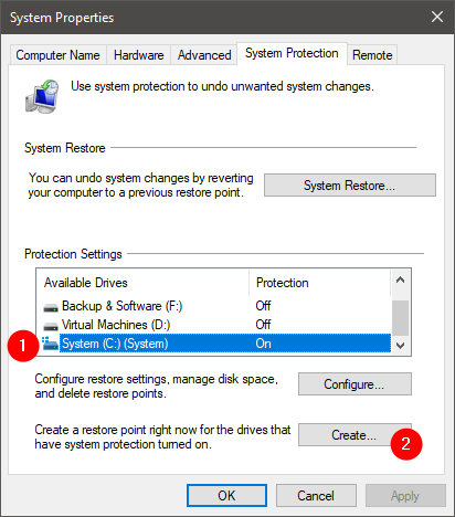 3 ways to create a restore point in Windows 10