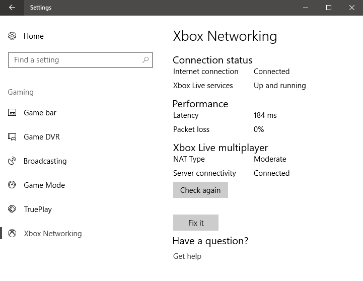 How to use Xbox Networking in Windows 10, to check your connection to Xbox Live