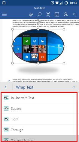 How to add and edit pictures and shapes, in Microsoft Word for Android