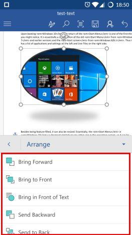 How to add and edit pictures and shapes, in Microsoft Word for Android