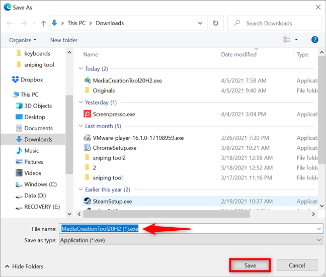 How to change the Microsoft Edge download location